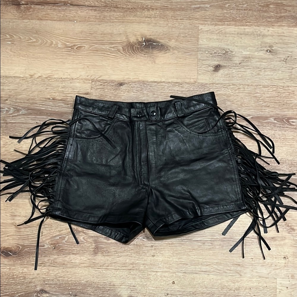 Force1 Black High Waist Fringe Shorts